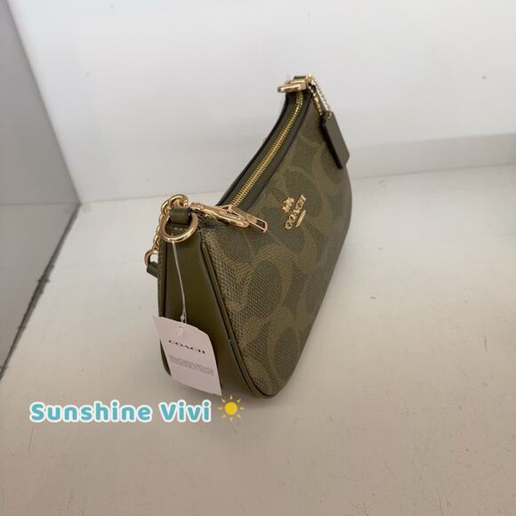 NWT Coach Outlet Teri Shoulder Bag Signature Canvas CAL51 IMOLV Olive - Picture 3 of 12